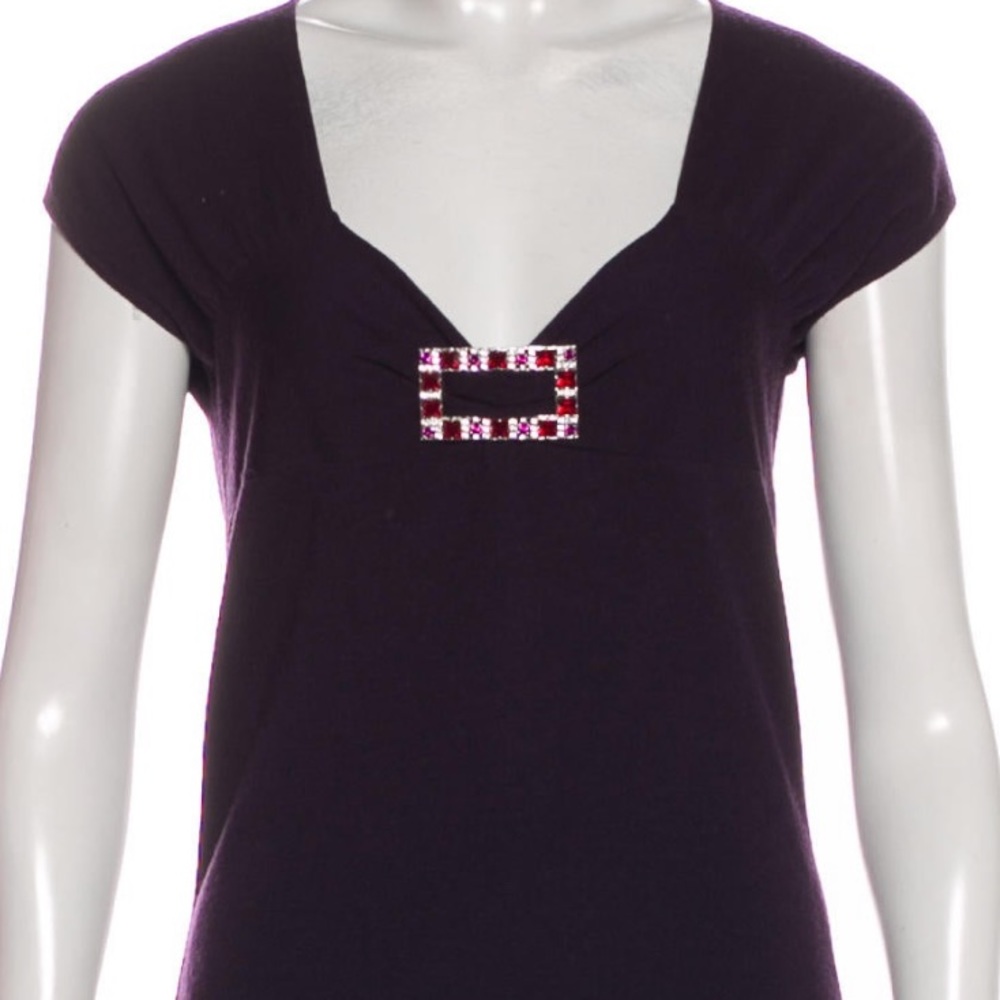 Valentino Sleeveless Purple Wool Top Large Size Large NWT